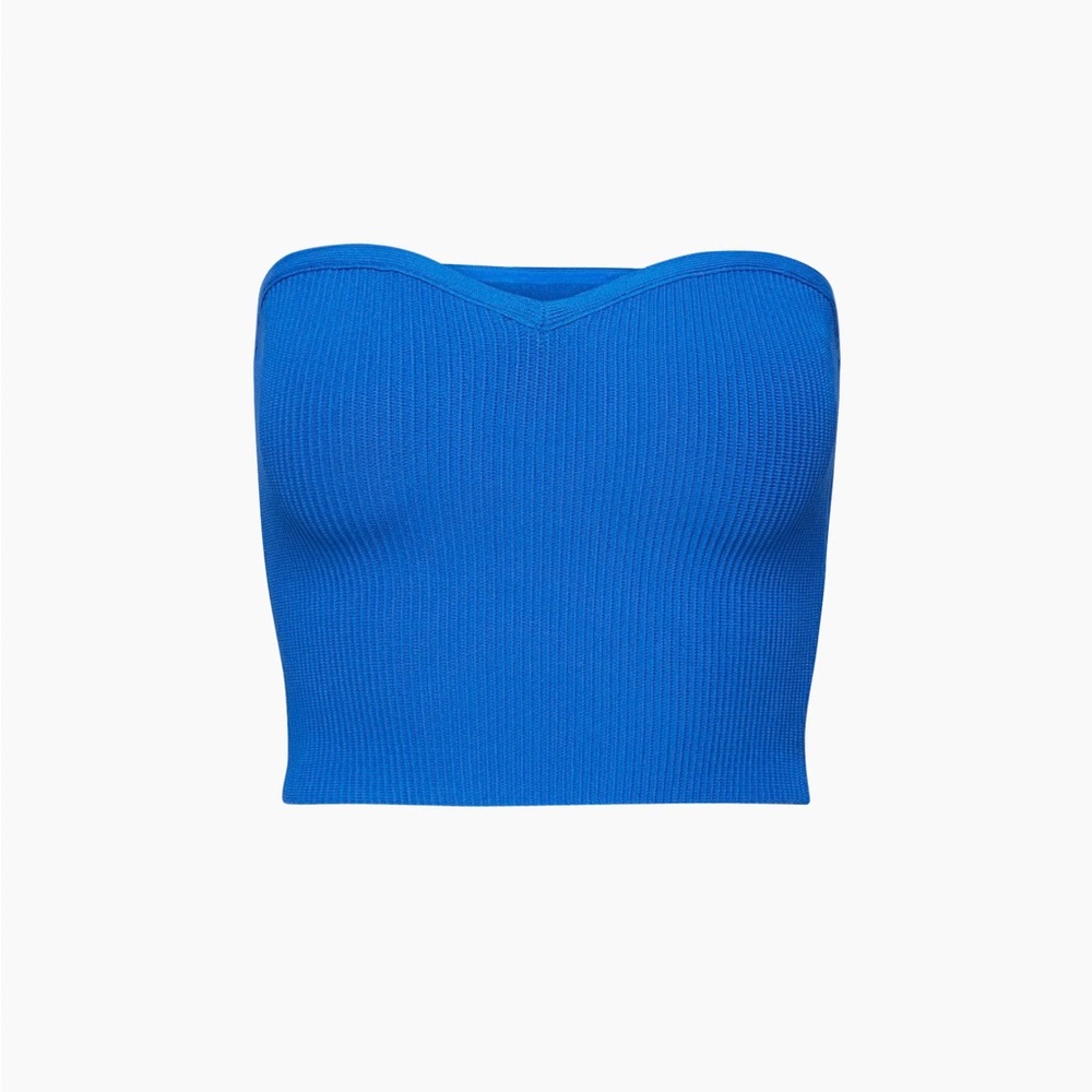 Aritzia Babaton Sculpt Knit Sweetheart Bright Blue Strapless Crop Top